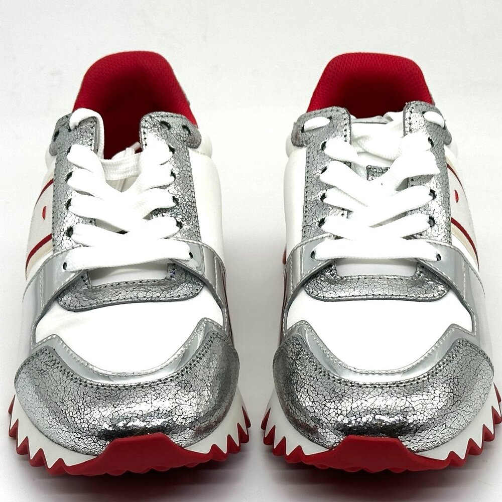 Christian Louboutin NASTROSHARK DONNA Metallic Leather Nylon Sneakers Shoes - Picture 7 of 16